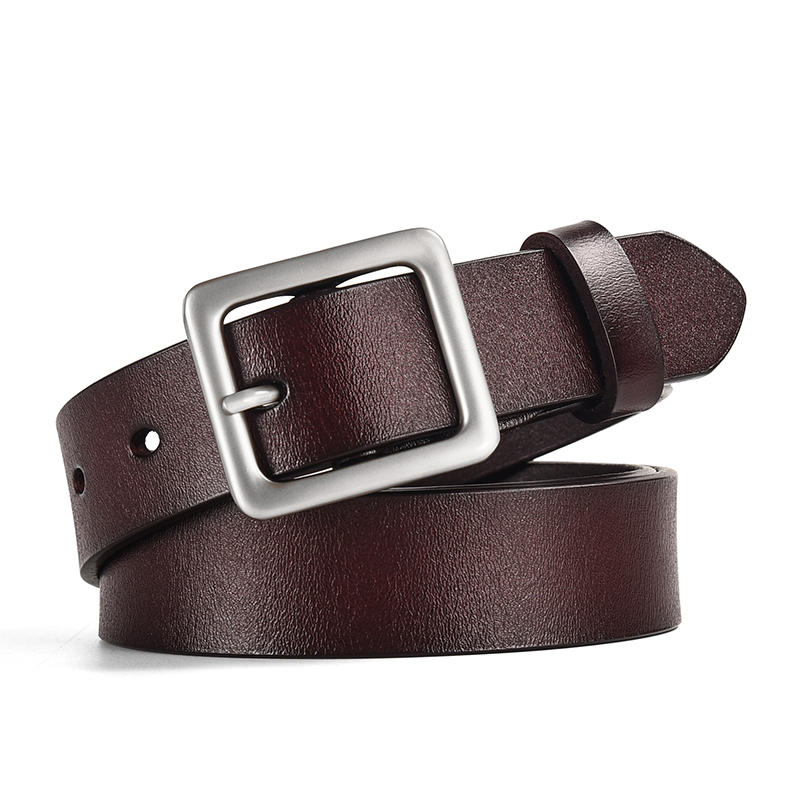 Women's Leather Belt Square Pin Buckle Cowhide Belt