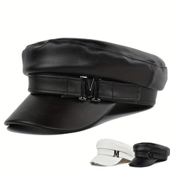 M Decor PU Beret Classic Solid Adjustable Newsboy Cap Captain Hat