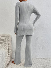 Ribbed Lounge Set Top & Pants Women's Loungewear
