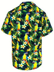 Colorful Parrot Hawaiian Shirt Men s Casual Allover Print Short Sleeve Shirt