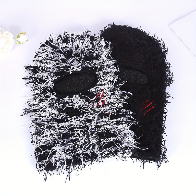 Unisex Thermal Knitted Hat with Full Face Covering for Outdoor Sports