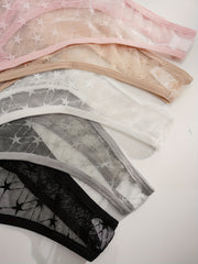 5pcs Star Pattern Mesh Thongs Semi-sheer Intimates Women's Lingerie