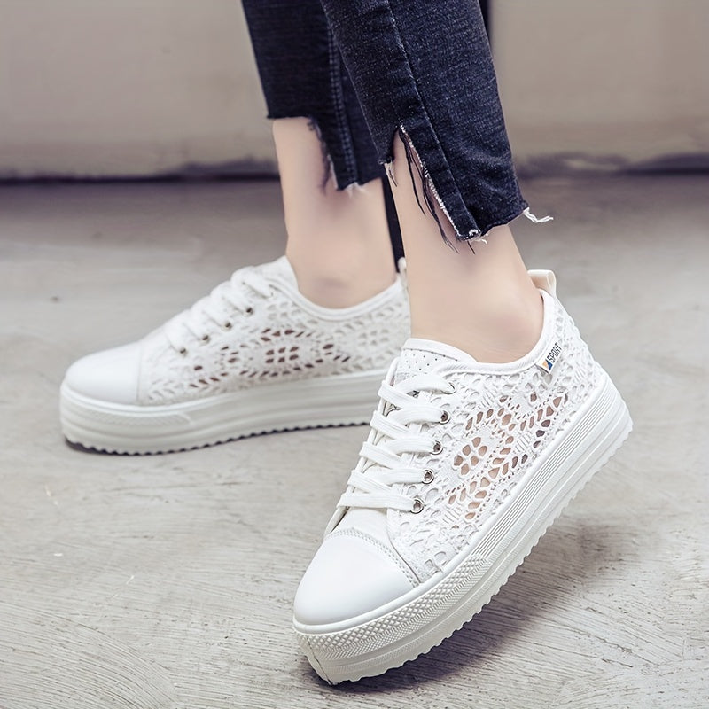 Women's Hollow Out Lace-Up Platform Walking Shoes