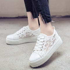 Women's Hollow Out Lace-Up Platform Walking Shoes