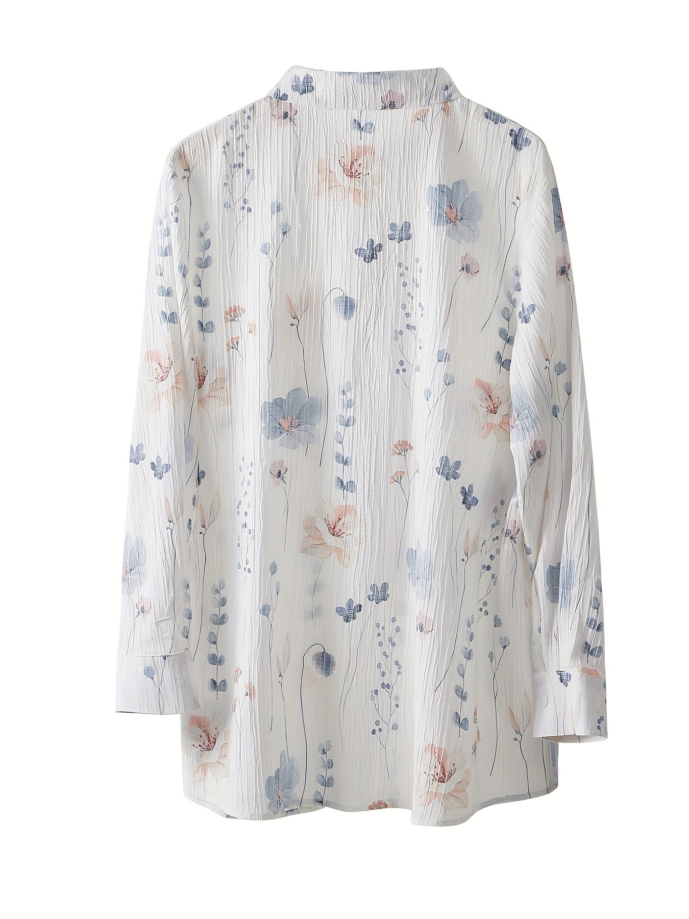 Floral Print Long Sleeve Button Up Blouse