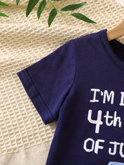 4th Of July Excavator & Rocket Print Pajamas Set Short Sleejsones Tops & Bottoms