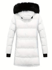 Women's Winter Down Jacket Faux Fur Collar Hooded Coat