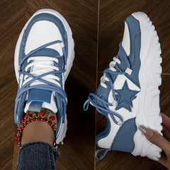 Women's Star Pattern Platform Sneakers Low Top Sport Shoes