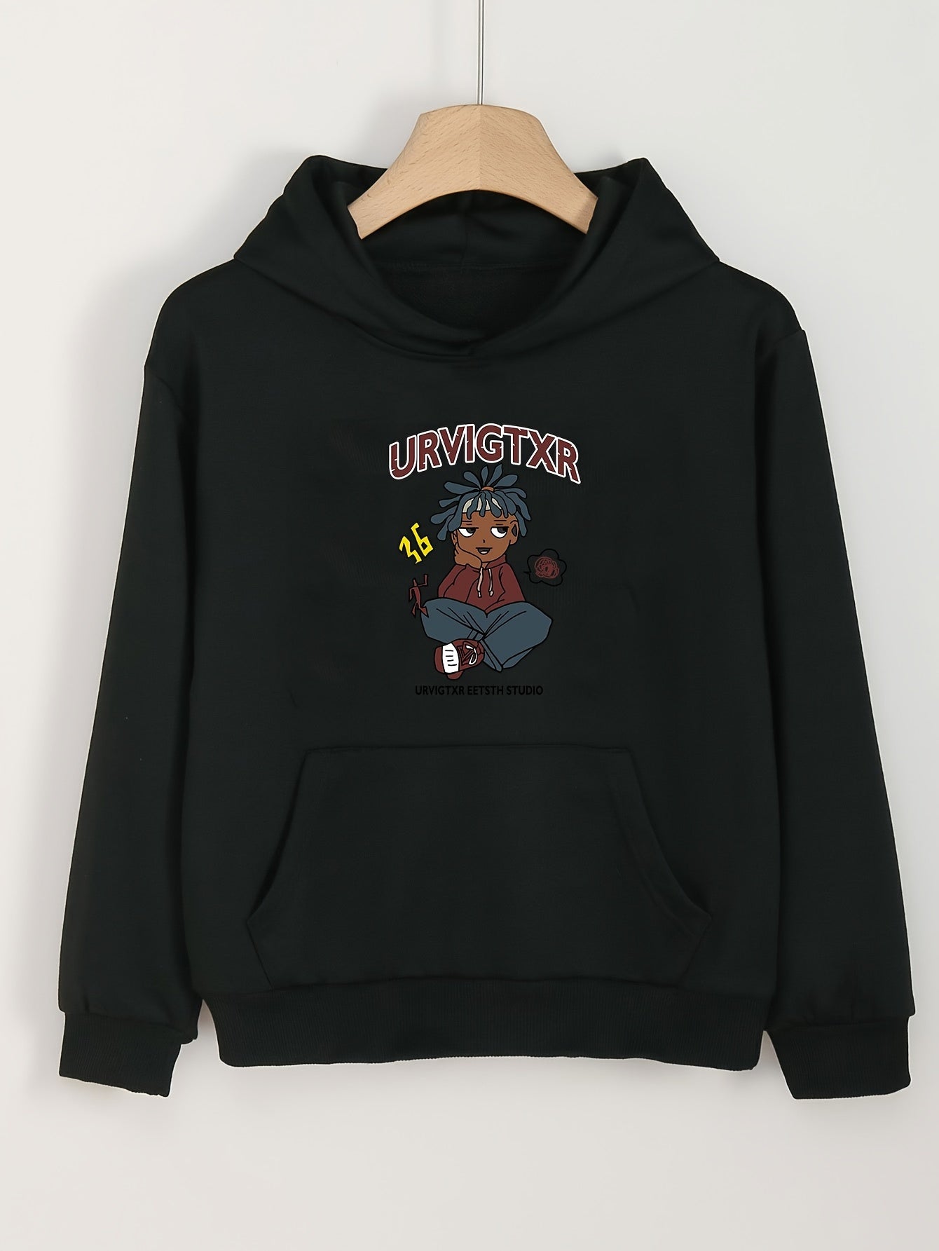 Girls Cartoon Pattern Hooded Sweatshirt Long Sleeve