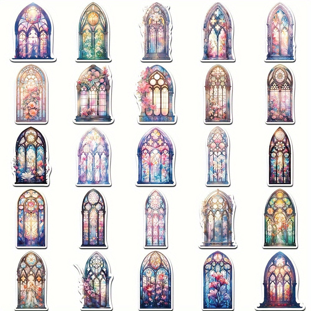 50pcs Church Window Graffiti Stickers Glass Wall DIY Guitar Skateboard