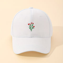 Flower Embroidery Baseball Cap Sun Hat for Women