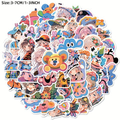 50pcs Painted Graffiti Stickers Waterproof DIY Stickers For Guitar Skateboard