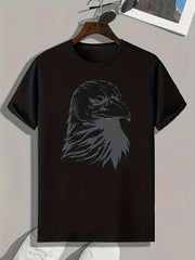 Eagle Pattern Print Men's Sports Tee for Fitness Activities