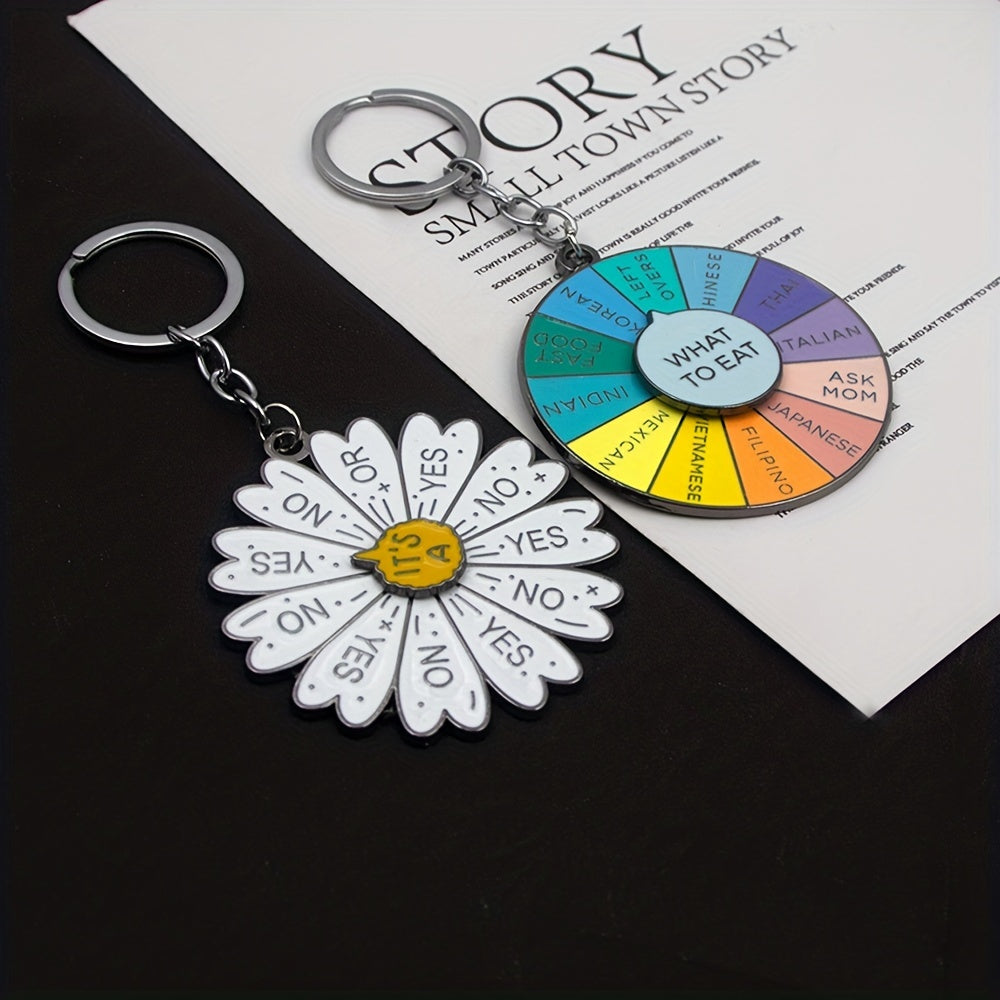 Rotatable Daisy Pendant Key Chain Men Car Keyring Gift
