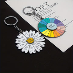 Rotatable Daisy Pendant Key Chain Men Car Keyring Gift