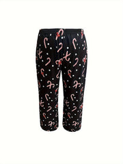 Xmas Lounge Set Women's Lollipop & Polka Dot Print Tee & Pants