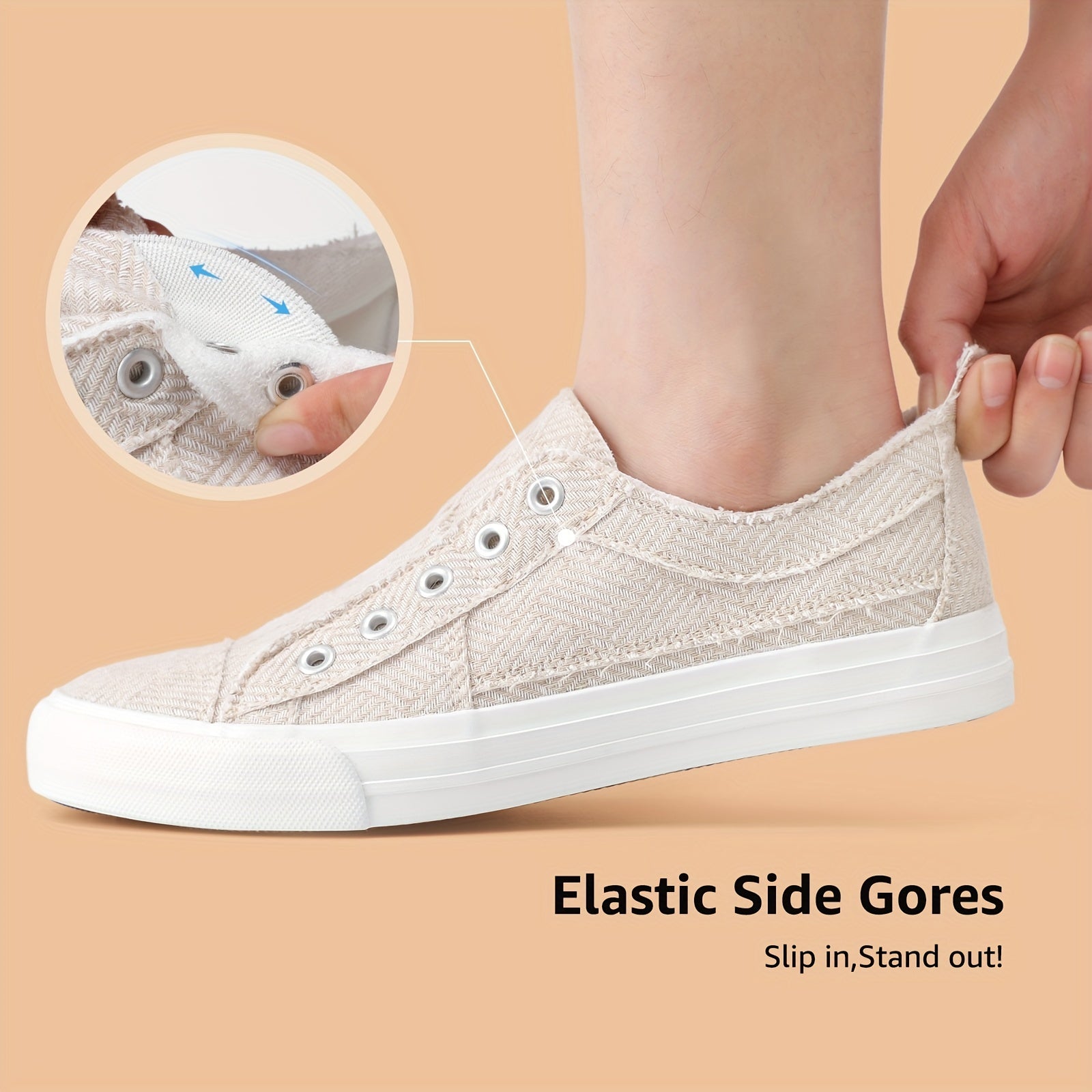 STQ Women's Slip On Canvas Shoes Comfort Flat Casual Sneakers