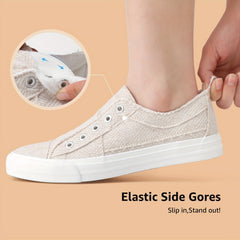STQ Women's Slip On Canvas Shoes Comfort Flat Casual Sneakers