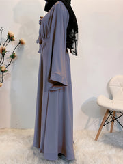 Casual Abaya Dress Women's Plus Solid Long Sleeve Round Neck Maxi Jala