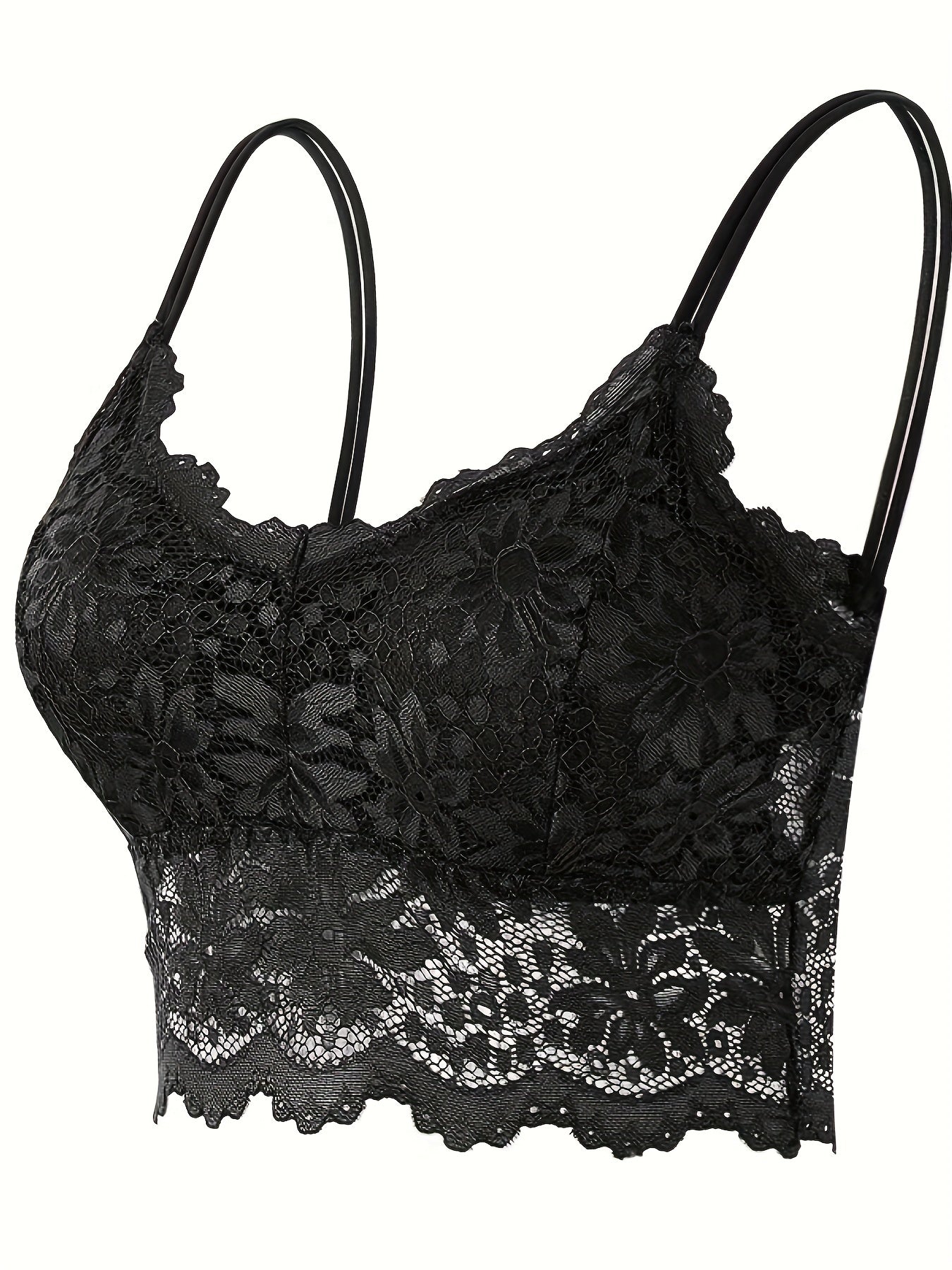 2pcs Lace Cami Bra Set Semi Sheer Women's Lingerie