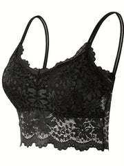 2pcs Lace Cami Bra Set Semi Sheer Women's Lingerie