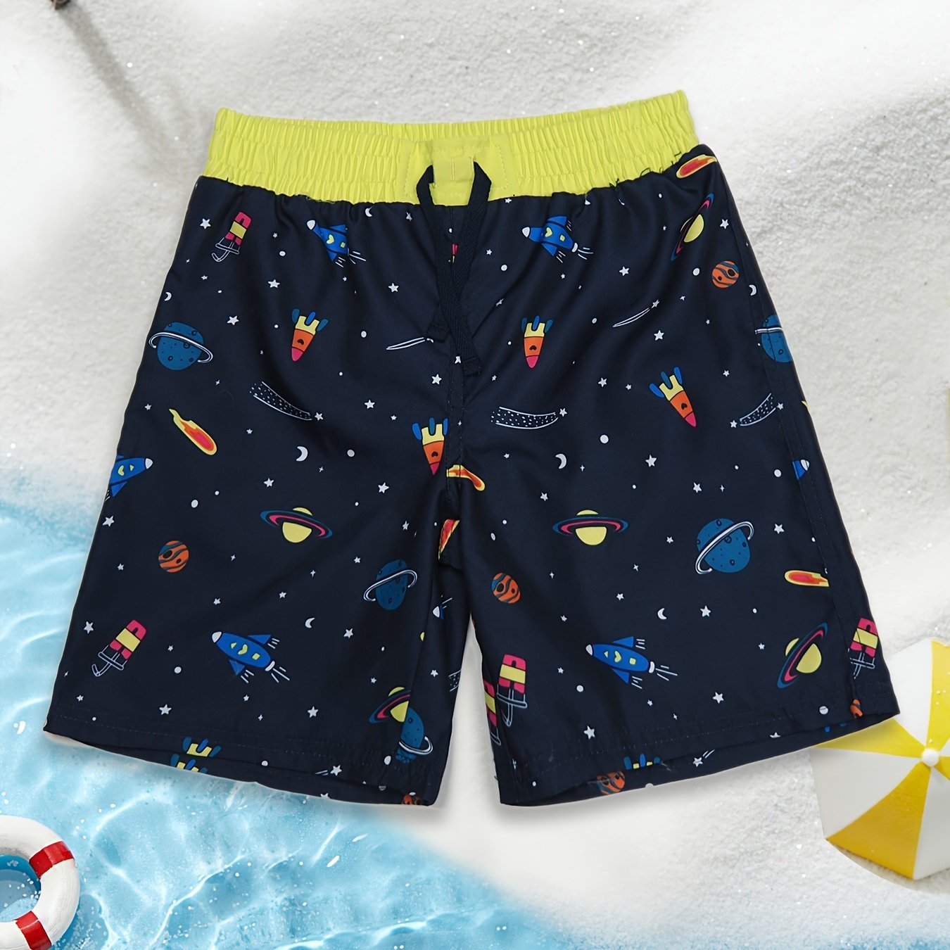 Boys Planet Rocket Shark Sailboat Surfing Shorts Swimming Trunks