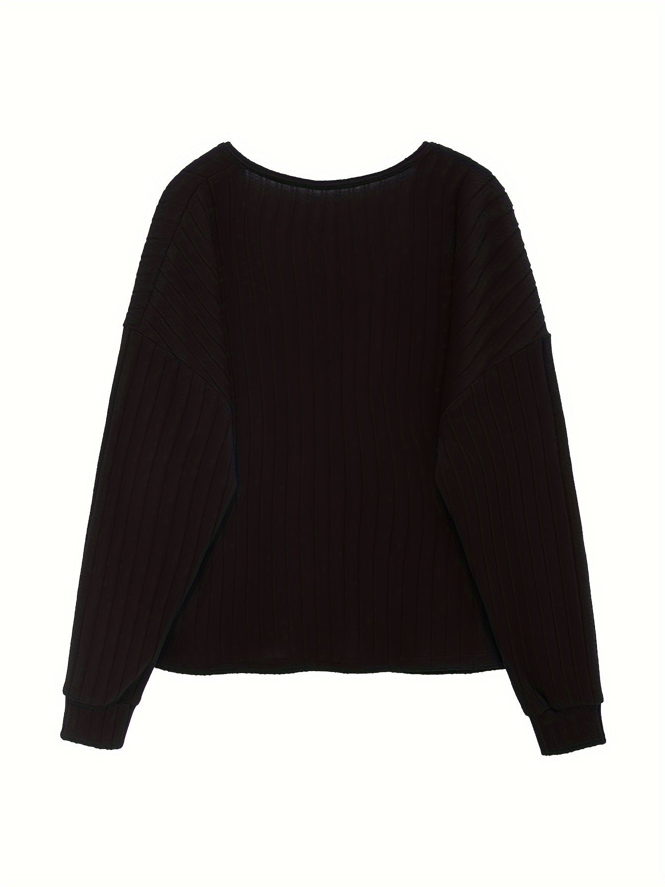 Solid Long Sleeve Open Front Ribbed Knit Cardigan