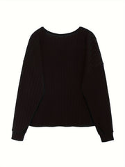 Solid Long Sleeve Open Front Ribbed Knit Cardigan