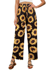Drawstring Pajama Bottoms Wide Leg Pants Women's Loungewear