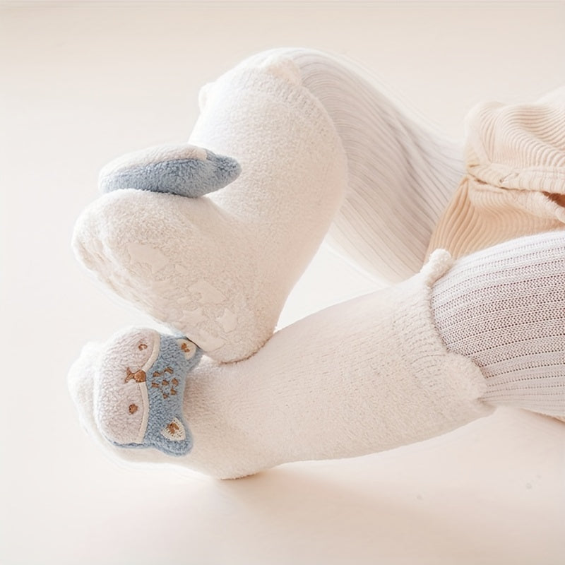Baby Girl's Non Slip Calf Socks Animal Doll Plush Soft Socks