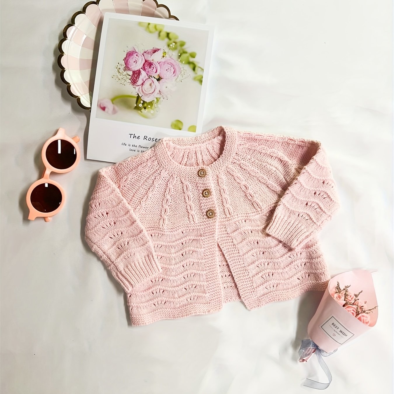 Round Neck Button Front Long Sleeve Kitted Sweater Coat