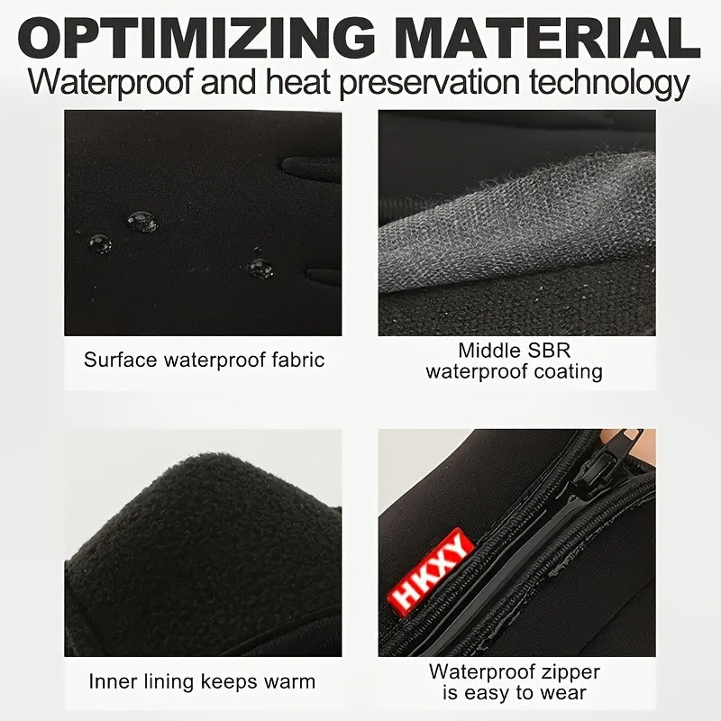 Winter Warm Gloves With Zipper Waterproof Touch Screen Windproof Gloves