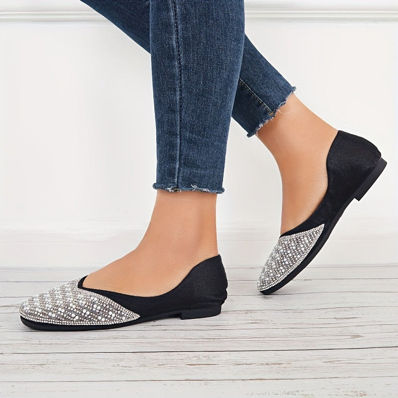 Pearl Flat Slip-On Square Toe Casual Shoes Lightweight