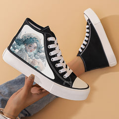 Anime Girl Pattern High Top Canvas Sneakers
