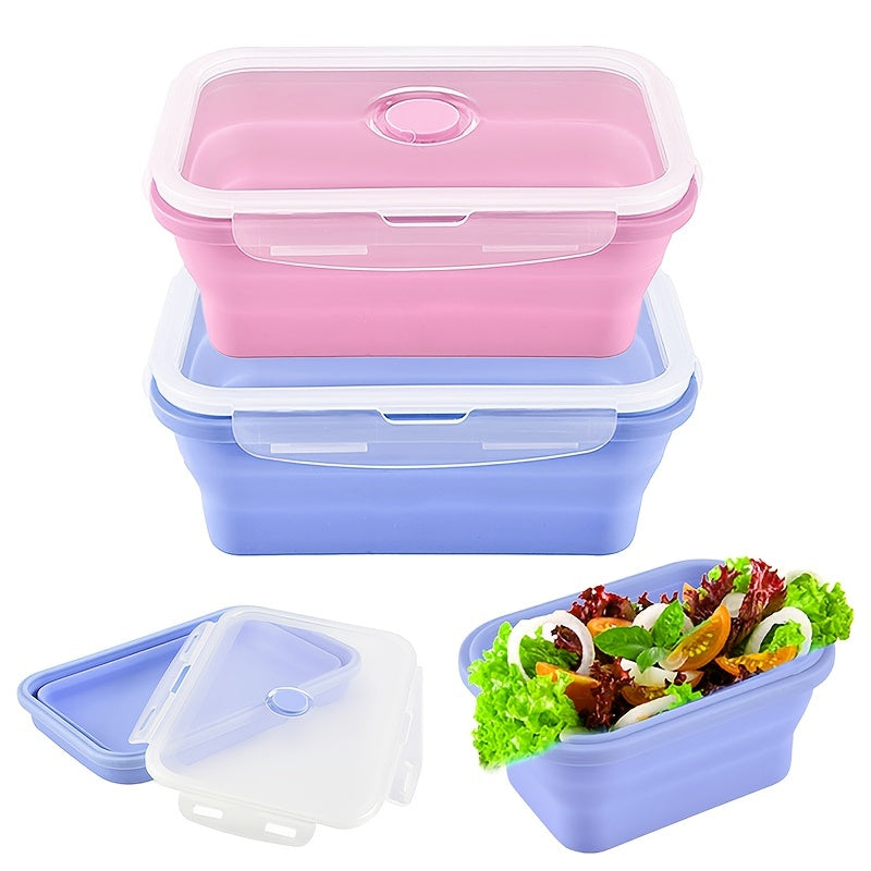 2pcs 800ml Silicone Collapsible Food Storage Containers With Lids BPA-Free