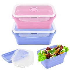 2pcs 800ml Silicone Collapsible Food Storage Containers With Lids BPA-Free