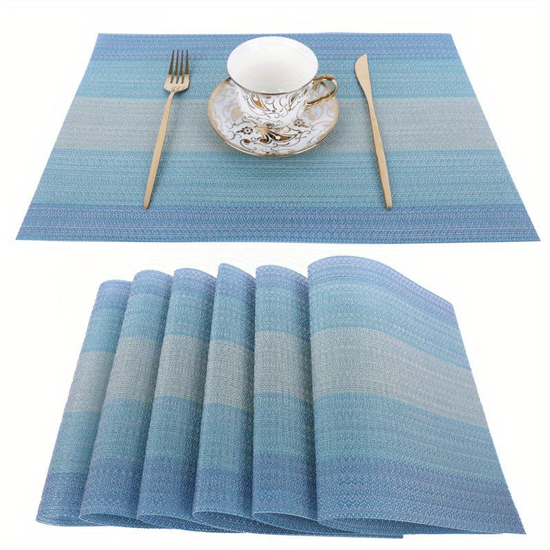 Set of 6 Vinyl Placemats Washable Reusable Anti-fouling Table Mats