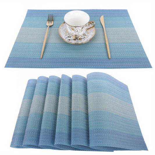 Set of 6 Vinyl Placemats Washable Reusable Anti-fouling Table Mats