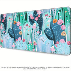 Large Cactus Pattern Gaming Mouse Pad 16 29 5in Desk Mat Water Resistant