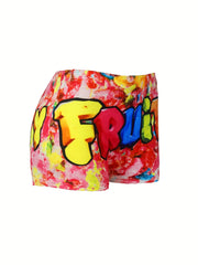 Letter Print Skinny Shorts Casual Yoga Shorts