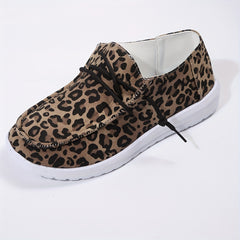 Leopard Print Boat Shoes Lightweight Low Flats Women's Footwear