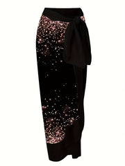 Sparkle Print Tie Shoulder One Piece Bathing suit Set