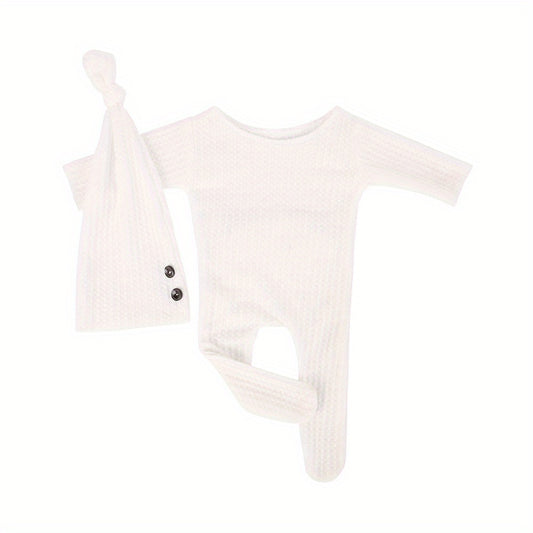 Newborn Photography Knitted Jumpsuit With Long Tail Hat