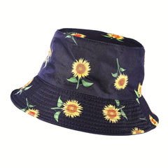Cartoon Print Fisherman Hat Sunflower Sunshade Hat