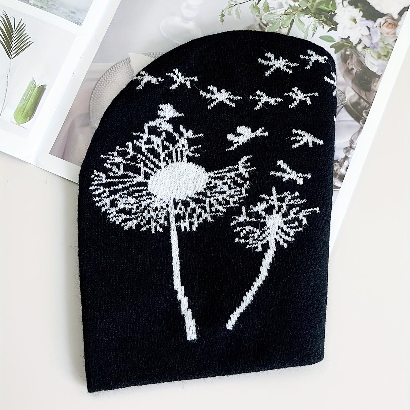 Dandelion Jacquard Beanie Soft Knit Hat Hip Hop Warm Skull Cap