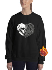 Skeleton Printed Warm Sports Sweatshirts Round Neck Casual Pullover Tops