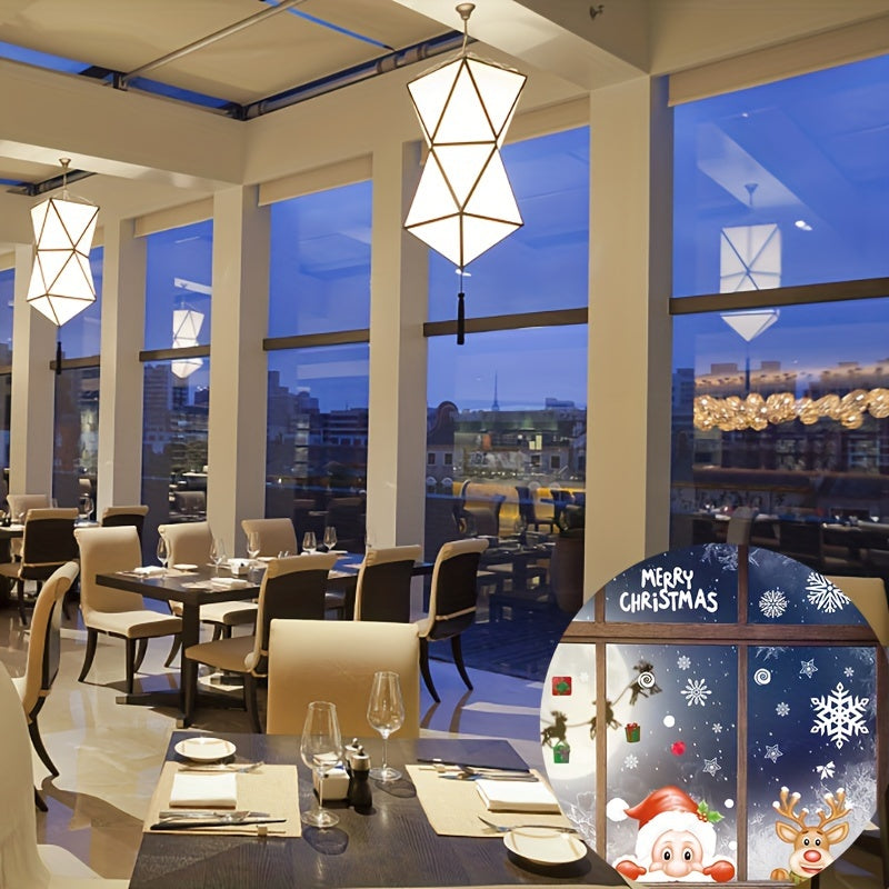 Christmas Elk Santa Claus Glass Door Static Stickers