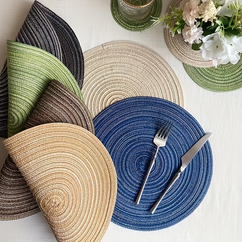 4pcs Boho Ramie Coasters Heat Insulating Placemats for Home Decor