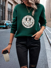 Graphic Print Crew Neck Sweatshirt for Women