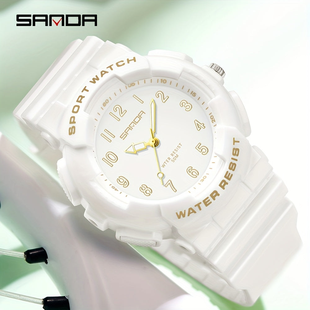 SANDA Unisex Sports Watch Outdoor 5ATM Digital Analog TPU Strap